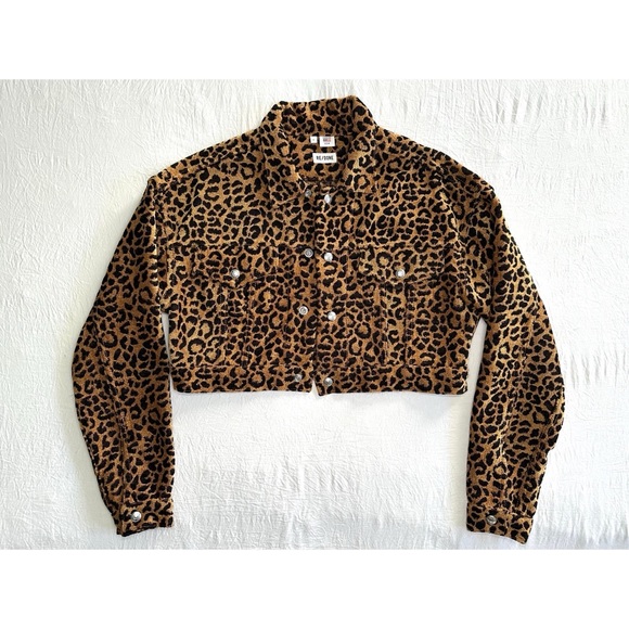 RE DONE cheetah leopard print cropped button front jacket size small - Picture 1 of 10